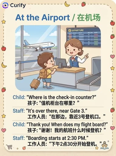 Nano Banana 提示：英语对话场景学习卡 | Curify AI