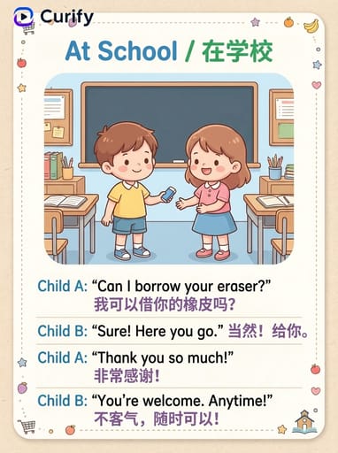 Nano Banana 提示：英语对话场景学习卡 | Curify AI