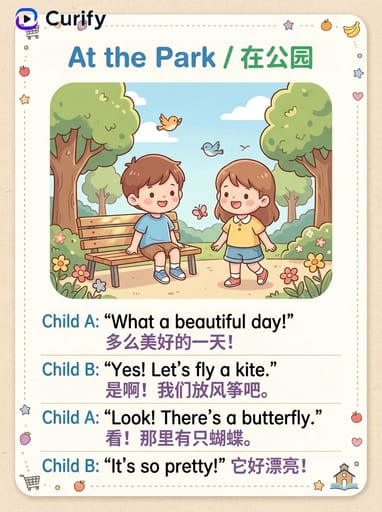 Nano Banana 提示：英语对话场景学习卡 | Curify AI