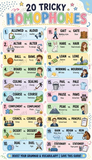 English Grammar Wordlist Educational Infographic