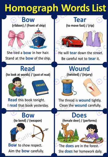 English Homograph Educational Poster