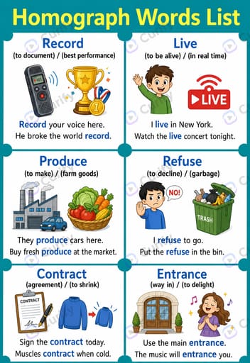 English Homograph Educational Poster