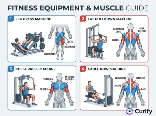 leg press lat pulldown chest press cable row