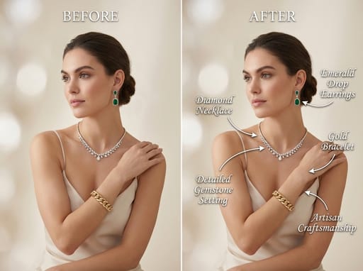 फ़ैशन बिफोर और आफ्टर आउटफिट एनोटेशन कार्ड | Curify AI