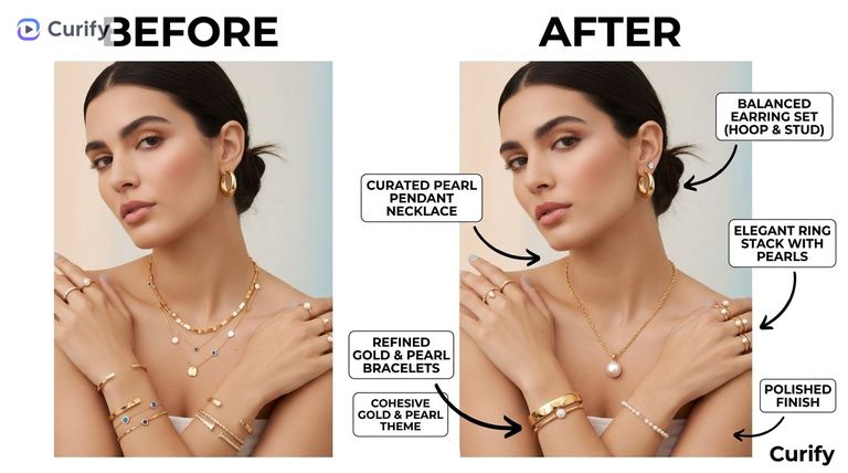 Fashion Before & After Outfit Annotation Card | Curify AI