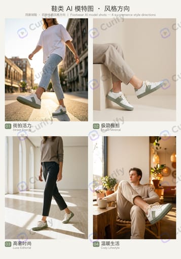 Footwear Model Shots — 4 Style Directions