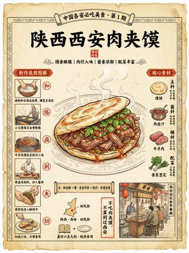 Nano Banana 提示词：美食全景科普信息图生成器｜Curify AI