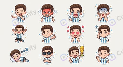 Nano Banana Prompt: Football Star Chibi Sticker Set Generator | Curify AI