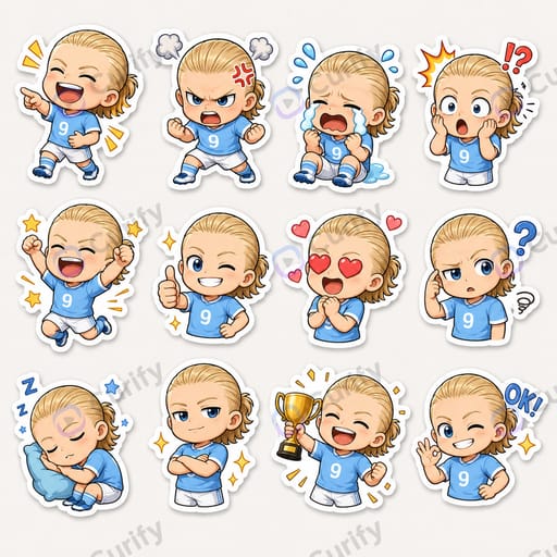 Nano Banana Prompt: Football Star Chibi Sticker Set Generator | Curify AI
