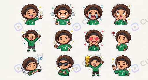 Nano Banana Prompt: Football Star Chibi Sticker Set Generator | Curify AI