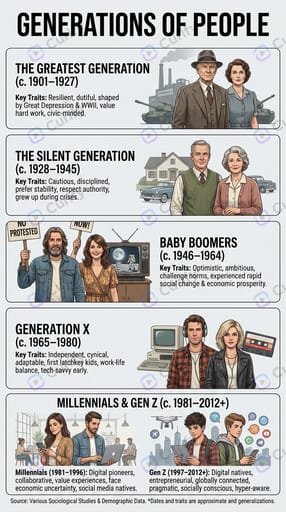 Generation Comparison Educational Infographic