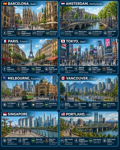 Nano Banana Prompt: Global City Walkability Infographic Card Generator | Curify AI