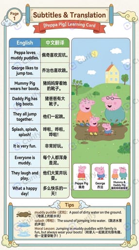 Bilingual Cartoon Learning Card