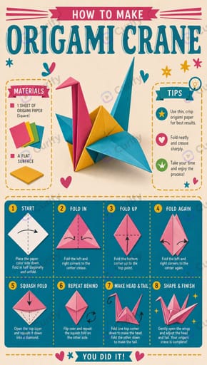 Nano Banana Prompt: Kids Origami Step Tutorial Infographic Poster Generator | Curify AI