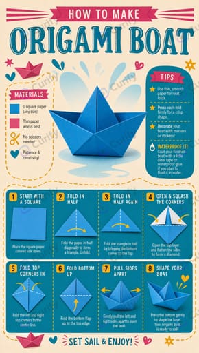 Kids Origami Step Tutorial Infographic Poster preview 1