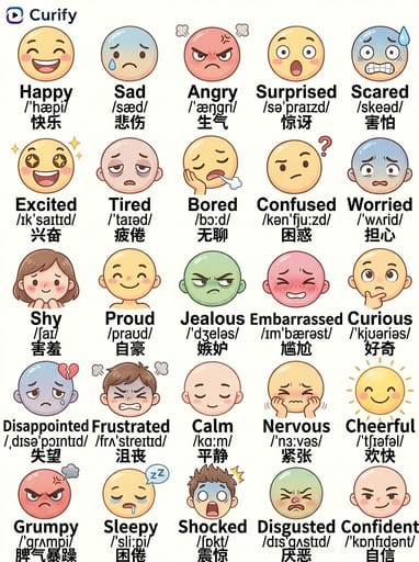 Kids Vocabulary Poster Generator (Bilingual Watercolor) | Curify AI