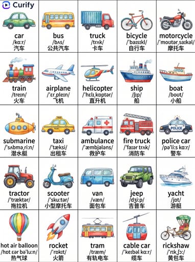 Kids Vocabulary Poster Generator (Bilingual Watercolor) | Curify AI