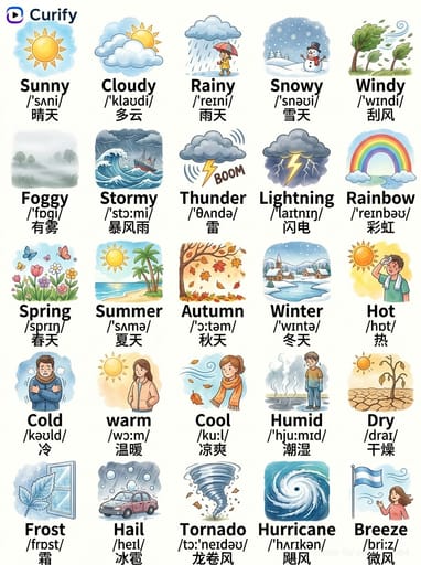 Kids Vocabulary Poster Generator (Bilingual Watercolor) | Curify AI