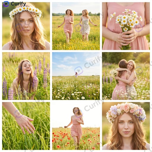 Spring Meadow Lifestyle Photo Grid for Creative Visuals