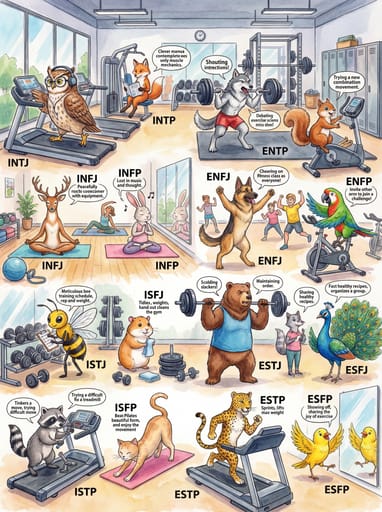 Nano Banana 提示词：MBTI 16 人格动物拟人插画生成器｜Curify AI