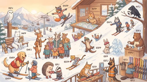 Nano Banana 提示词：MBTI 16 人格动物拟人插画生成器｜Curify AI