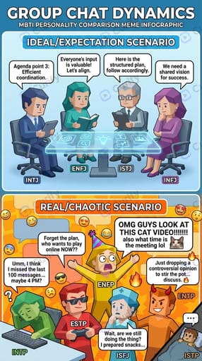 MBTI 性格比较表情包信息图