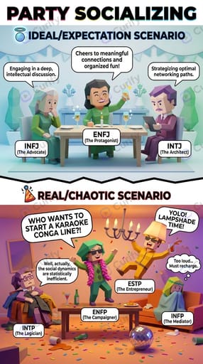 MBTI Group Scenario Comparison Infographic