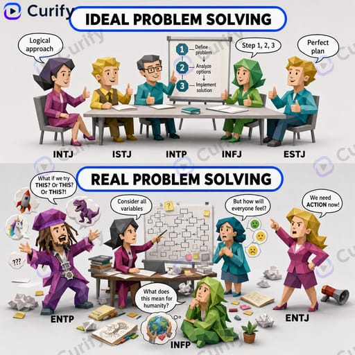 MBTI Group Scenario Comparison Infographic