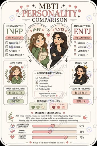 Nano Banana Prompt: MBTI Personality Compatibility Infographic Generator | Curify AI