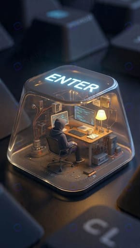 Nano Banana Prompt: Mechanical Keycap Mini Diorama 3D Art Poster | Curify AI