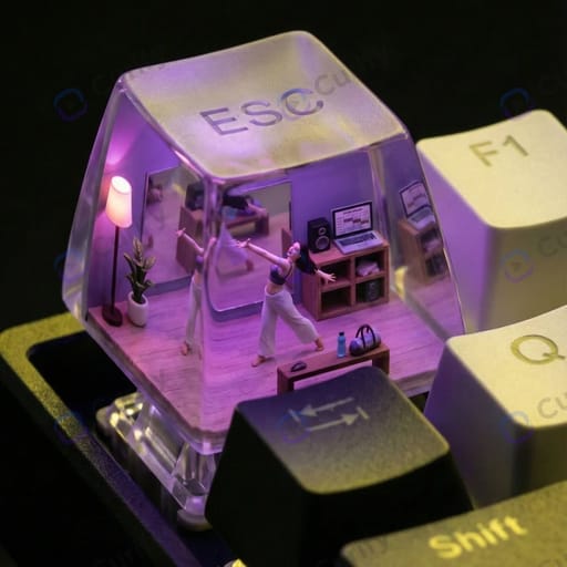 Nano Banana Prompt: Mechanical Keycap Mini Diorama 3D Art Poster | Curify AI