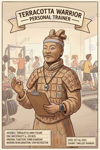 Terracotta warrior as gym personal trainer