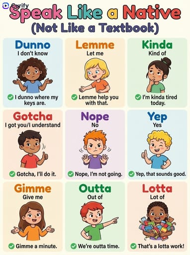 地道英语表达海报（像母语者一样说话）| Curify AI