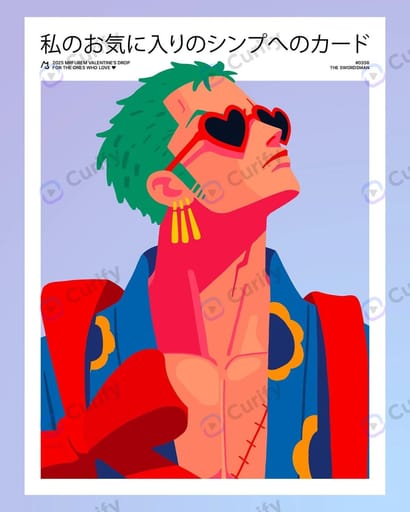 Nano Banana Prompt: One Piece Valentine Flat Magazine Character Card | Curify AI