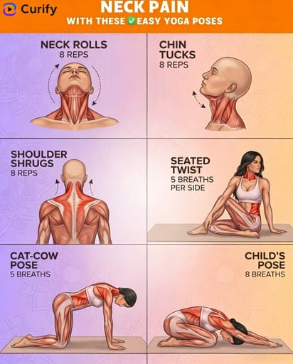 Инфографика йоги для снятия боли | Curify AI
