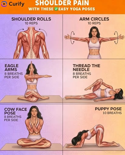 योग दर्द निवारण इन्फोग्राफिक | Curify AI