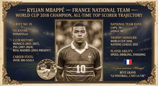 Kylian Mbappé — France national team — World Cup 2018 champion, all-time top scorer trajectory