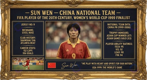 Sun Wen — China national team — FIFA Player of the 20th Century, Women's World Cup 1999 finalist