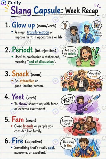 Slang Vocabulary Week Recap Infographic