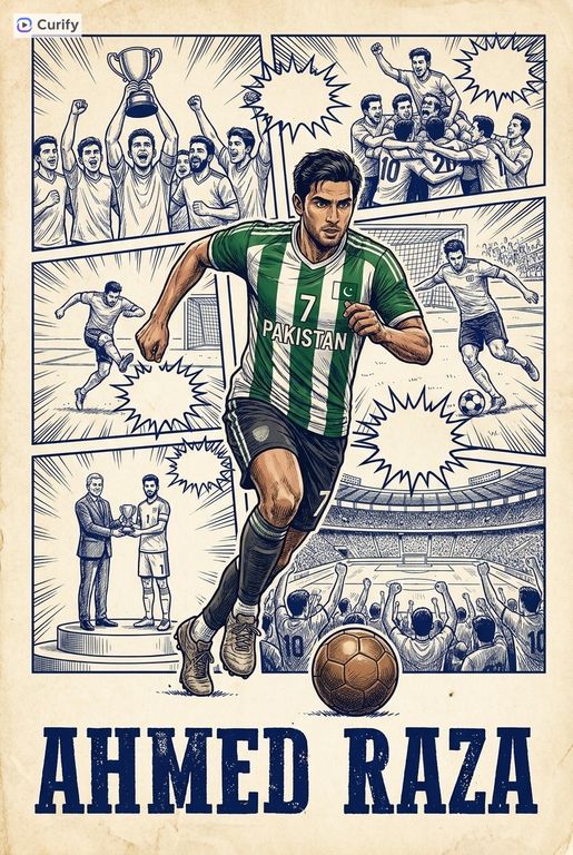 Soccer Star Comic Retro Poster Card