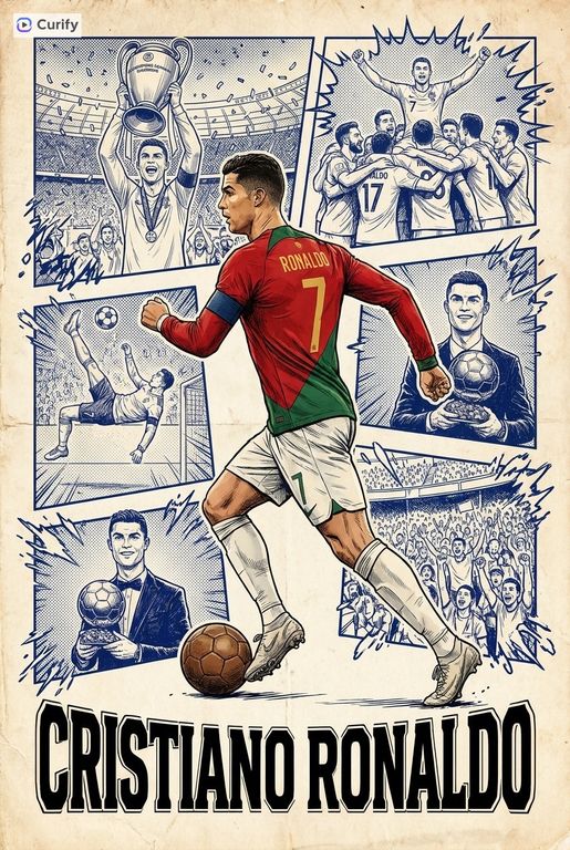 Soccer Star Comic Retro Poster Card