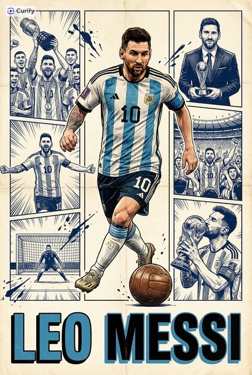 Soccer Star Comic Retro Poster Card