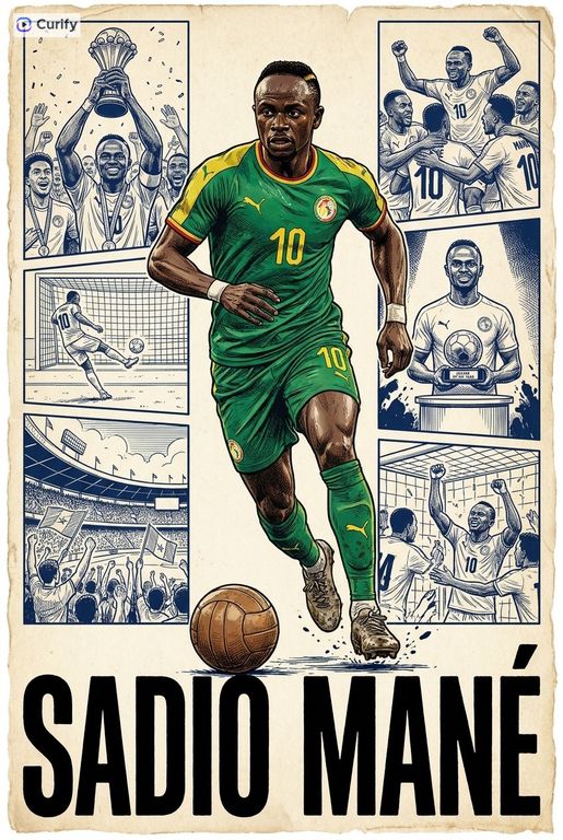 Soccer Star Comic Retro Poster Card