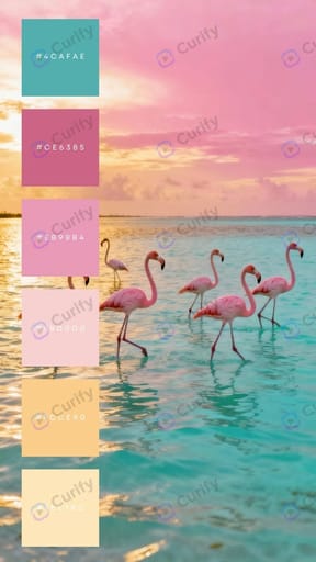 flamingo ocean sunset