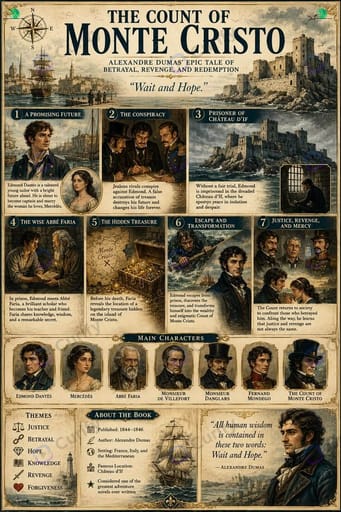 Nano Banana Prompt: Vintage Classic Novel Book Summary Infographic | Curify AI