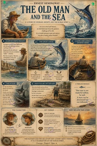Nano Banana Prompt: Vintage Classic Novel Book Summary Infographic | Curify AI