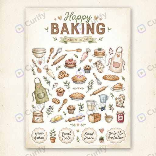 Vintage Watercolor Hobby Sticker Sheet