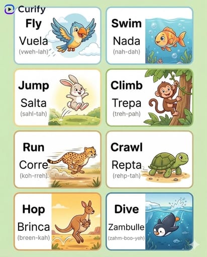 animal actions english spanish