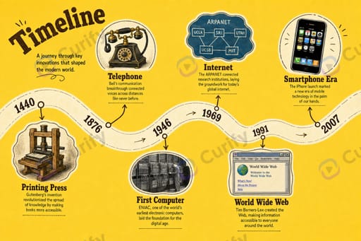 Yellow Themed Illustrated Timeline Infographic
