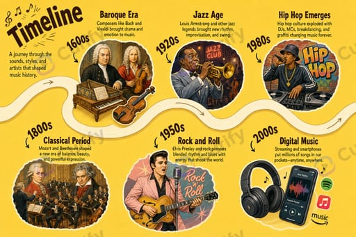 Yellow Themed Illustrated Timeline Infographic